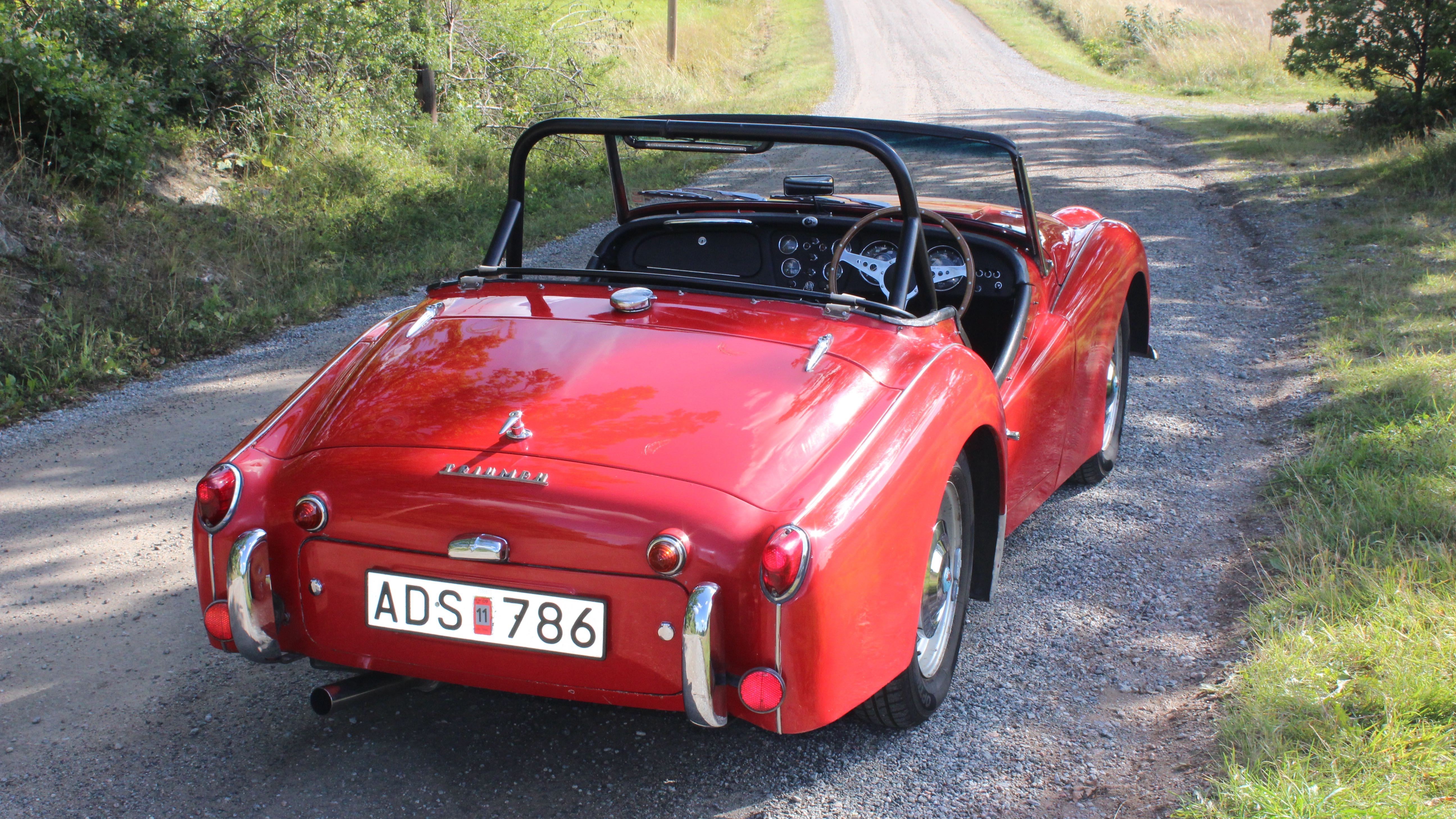 triumph tr3 snett bakifrån hö